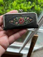 Vintage Leather Manicure Set Made in Austria Petit Point Embroidery picture