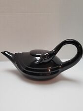 RARE Vintage Fitz & Floyd Black Swan Ceramic Teapot w/ Lid FF 1985  Japan EUC picture