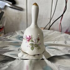 Vintage 1960s Porcelains Bell With Rose Motifs And Gold Tip picture