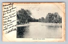 Plymouth IN-Indiana, Scenic View Above the Dam, Antique Vintage c1907 Postcard picture