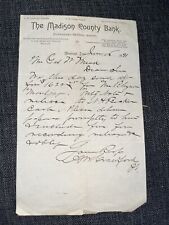 Antique 1891 Signed Letter: The Madison County Bank Letterhead Winterset IA picture