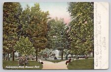 Kalamazoo Michigan Bronson Park People Sitting Fountain 1907 Antique Postcard picture