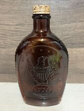 1776 - 1976 Bicentennial Brown Log Cabin Syrup Bottle USA Eagle Emblem Front picture
