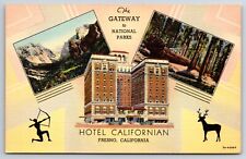 Hotel Californian c1937 Fresno California San Joaquin Valley CURT TEICH Postcard picture