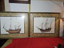 Two Beautiful Vintage Ship Framed Lihographs picture