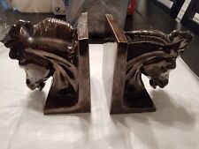 Pair of Vintage Metallic Horse Head Bookends picture