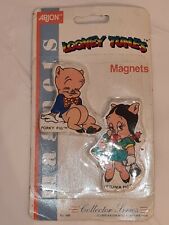 Vtg 1989 Porky Pig & Petunia Pig Fridge Magnets Looney Tunes Arjon Mfg Corp NOS picture