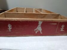 Vintage MCM Farmhouse Wood Red Painted Flatware Drawer Organizer Dovetailed picture