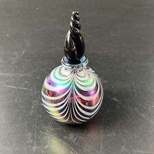 Glass Act Studio Pulled Feather Purple Rainbow Iridescent Perfume Bottle Stopper picture