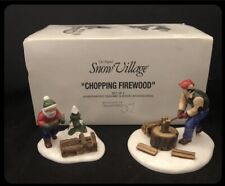 Retired Dept. 56 Snow Village #54863 CHOPPING FIREWOOD Set of 2 Original Box EUC picture