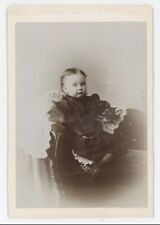 Antique Circa 1880s Cabinet Card Adorable Baby in Black Dress Post Mortem picture