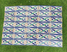 35 ANTIQUE TILES Rectangular Spanish Talavera Moroccan Alhambra Geometric picture