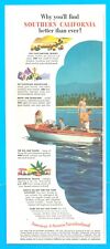 1951 Southern California tourism PRINT AD boating fishing swimming Pacific Ocean picture