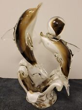 Large Murano Art Glass Dolphins On A Wave 10