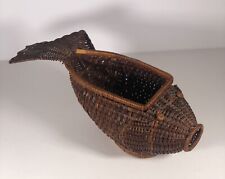 Brown Wicker Fish Fruit/Bread Basket Rare Find Counter Sized Very Different picture