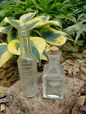 Vintage Small Clear Glass Bottles One w/Cork & One w/out Cork Lot of 2 picture