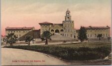 Vintage c1900s Los Angeles, California HAND-COLORED Postcard SANTA FE HOSPITAL picture