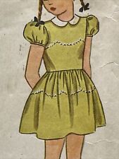 Vintage 1947 Simplicity 2002 Girls Size 4 Dress Scalloped Shaped Seamed Bodice picture