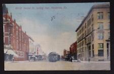 1918 Henderson Kentucky Second St looking East Trolley Post Card PC1-17 picture