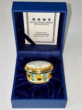 Vintage Halcyon Days Enameled Box In Original Case, Sunflower Friendship Prayer picture