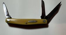 VINTAGE SCHRADE WALDEN NY USA 835Y STOCKMAN FOLDING POCKET KNIFE YELLOW picture