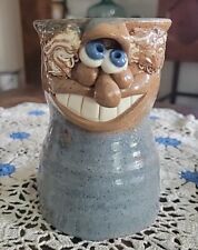 Robert Eakin Stoneware Vintage Mug Smiling Funny Face 3D Art Unsigned  picture