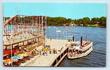 Postcard Indiana Beach, Monticello, IN Lake Shafer swimming boating shops X73 picture