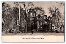 c1905's Public Library Statue Street View North Adams Massachusetts MA Postcard picture