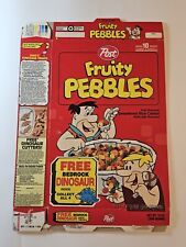 1993 POST FRUITY PEBBLES Empty CEREAL BOX Flat Bedrock Dinosaur Toy Promo picture