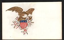 Old Postcard Gold Embossed Eagle Unused Post Card Postal Stars Banner Shield picture