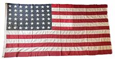 48 Star American Flag 9ft 108”x 56” Rare Antique Hand Sewn Stars WWI WWII picture