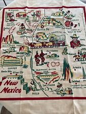 Vintage New Mexico State Map Souvenir Cactus Cloth Tablecloth.  picture