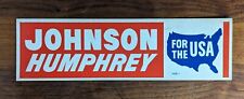 1964 Johnson-Humphrey For the USA Bumper Sticker - Vintage Original/Not Repro picture