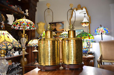 Pair Vtg Heyward House Brass Chinoiserie Tea Canister Hollywood Regency Lamps picture