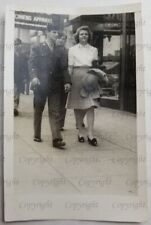 Snapshot of WWII Era Couple on City Sidewalk picture