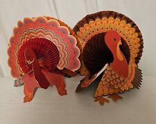 2 VINTAGE Hallmark Thanksgiving Turkey Paper Honeycomb Decoration Centerpiece... picture