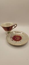 LM Royal Halsey Porcelain Cup and Saucer Rose/Pink and Gold Lusterware picture