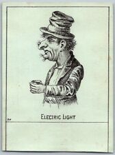Electric Light Ugly Man Warts Victorian Trade Card Eli Evans Highland Kansas picture