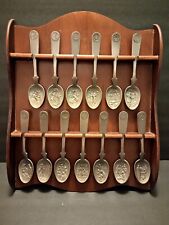 Franklin Mint 13 Original American Colonies Pewter Spoon Set With Rack picture