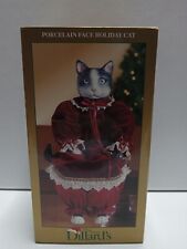 Dillard's Porcelain Face Holiday Cat - Vintage Christmas Decoration picture