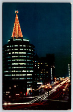 c1960s Hollywood California Vine Street Night Capitol Recod Vintage Postcard picture