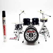Miniature Drum Kit Full Black Rock Instrument Band Musical Display 1/12 Gift picture
