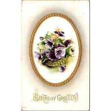 Birthday Greetings Flower Embossed Vintage Postcard 3.5