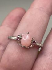 Peruvian Pink Opal & Garnet Ring in Platinum Over Sterling Silver Ring Size 9.5 picture