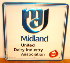 Vintage Midland United Dairy Industry Association Embossed Metal Sign 