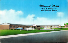 Vtg 1950s Midwest Motel East Stockton Kansas KS Roadside Postcard picture