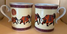 Pair of FESTIVAL ELEPHANTS Porcelain Coffee Mugs, Past Times Made in Japan, 8443 picture