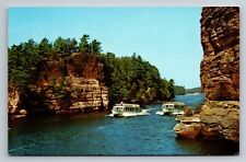 The Jaws Of The Lower Wisconsin Dells Boats Vintage Unposted Postcard picture