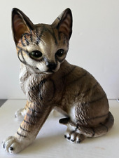 Vintage Collectible Gray Brown Ceramic Tabby Kitten Figurine 7