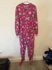 Disney Vintage Tinker Bell “Flirty” Footed Pink Fleece Pajamas Adult Size L picture